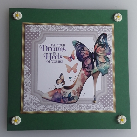 3 Chase your dreams butterfly shoe card fronts/toppers 1 by Shirley Taylor