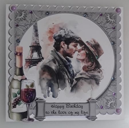 Love is in The Air 2 - 6x6 inch card front with decoupage by Shirley Taylor