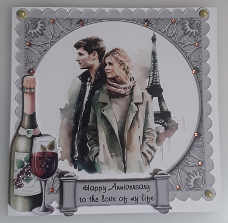 Love is in The Air 3 - 6x6 inch card front with decoupage by Shirley Taylor