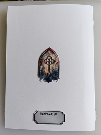 Church Windows 1. Sympathy - 7x5 inch card front with decoupage by Shirley Taylor