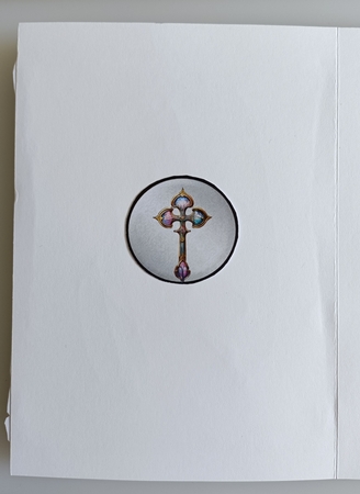 Church Windows 1. Sympathy - 7x5 inch card front with decoupage by Shirley Taylor