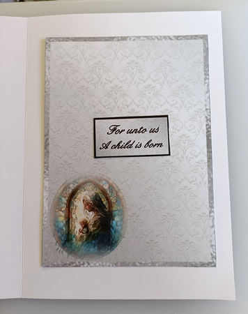 Church Windows 4, Christmas - 7x5 inch card front with decoupage by Shirley Taylor