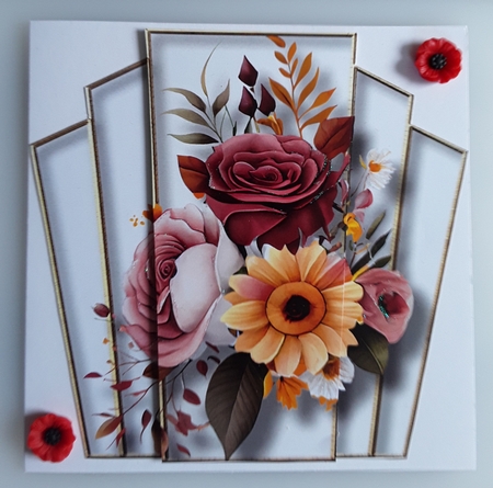 7x7 Art Deco Watercolour Bouquet - Rose Pink & Yellow by Shirley Taylor
