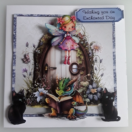 DIY Fairy Doors 1 - 6x6 inch card front with decoupage by Shirley Taylor