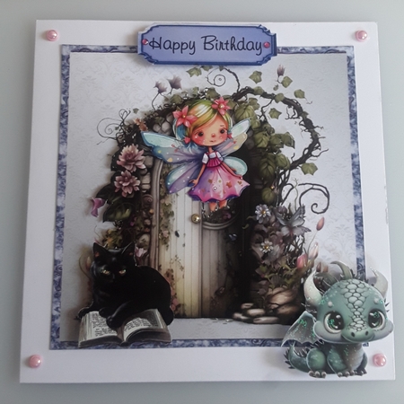 DIY Fairy Doors 2 - 6x6 inch card front with decoupage by Shirley Taylor