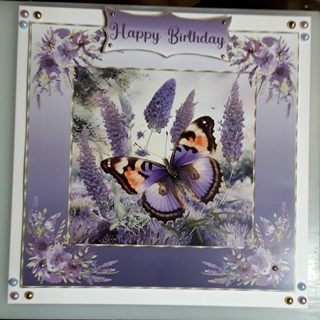 Framed lavender butterfly card front 7 by Shirley Taylor