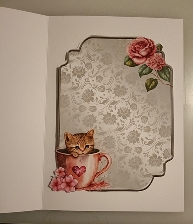 Kitties and Teacups 1 - 6x4 inch topper with decoupage  by Shirley Taylor
