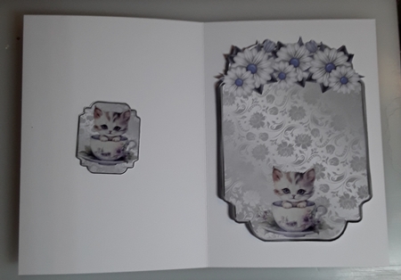 Kitties and Teacups 2 - 6x4 inch topper with decoupage  by Shirley Taylor