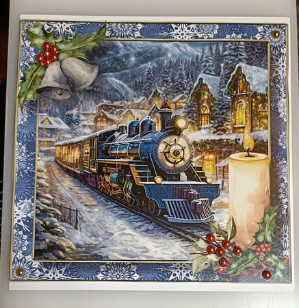 The Christmas Steam Train 2 8x8 by Shirley Taylor