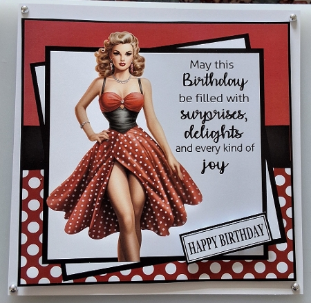 RED POLKA DOT PIN UP GIRL by Shirley Taylor
