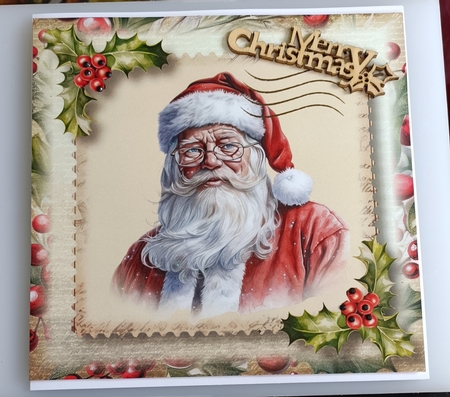 Vintage Christmas Stamp - Father Christmas 8x8 by Shirley Taylor