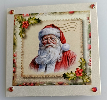 Vintage Christmas Stamp - Father Christmas 8x8 by Shirley Taylor