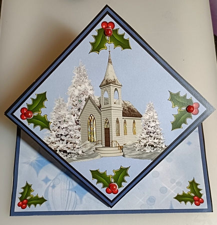 Spring top White Church & holly by Shirley Taylor