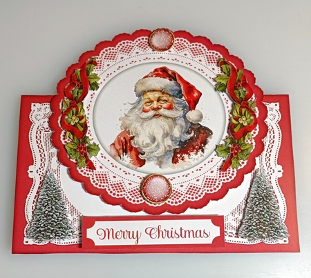 No 2 Merry Christmas Santa 7 x 7 Shaped Card by Shirley Taylor
