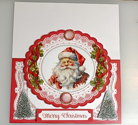 No 2 Merry Christmas Santa 7 x 7 Shaped Card by Shirley Taylor