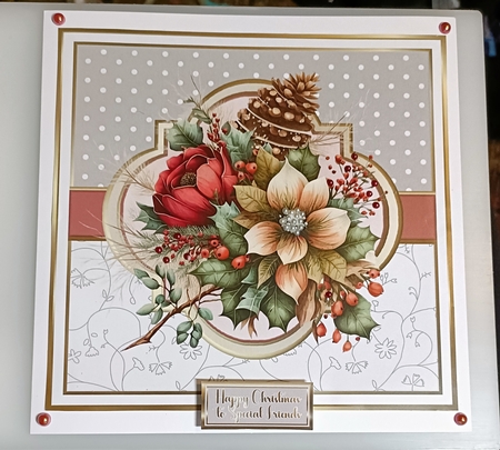 8x8 Christmas Floral 16 Card Front with Sentiments  by Shirley Taylor