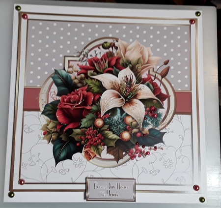 8x8 Christmas Floral 17 Card Front with Sentiments  by Shirley Taylor