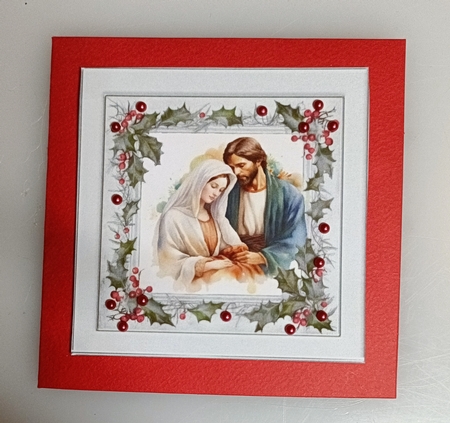 Lovely Nativity in Silver Holly Red Berry 8x8 Frame (One)  by Shirley Taylor