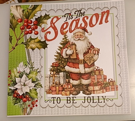 Chillin Santa With Holly And Berries 8x8 Card Fronts by Shirley Taylor