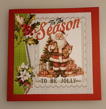 Chillin Santa With Holly And Berries 8x8 Card Fronts by Shirley Taylor
