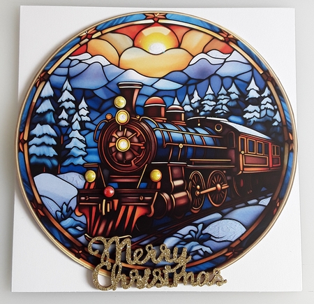 Christmas Steam Train Circle Stained Glass Multi Topper Kit by Shirley Taylor