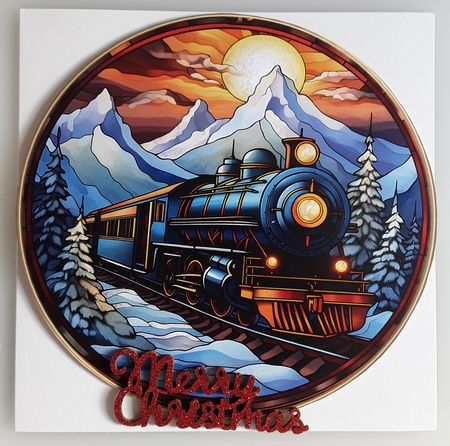Christmas Steam Train Circle Stained Glass Multi Topper Kit by Shirley Taylor