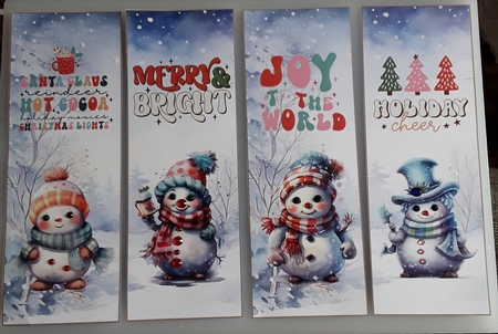 Christmas Snowmen x 4 Bookmarks sheet 3 by Shirley Taylor