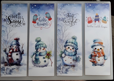 Christmas Snowmen x 4 Bookmarks sheet 5 by Shirley Taylor