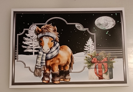 Little donkey A5 card with decoupage by Shirley Taylor