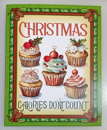 Christmas calories cut and fold card  by Shirley Taylor