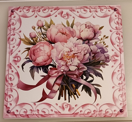Pretty Pink Rose Bouquets In Scroll 8x8 Frame Four by Shirley Taylor