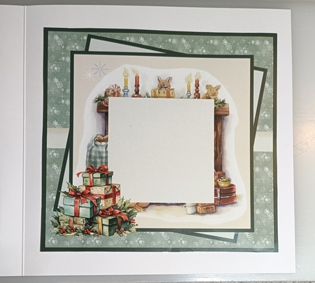 Cosy bunny Christmas morning 7x7 with sentiment tiles, decoupage, insert, blank tiles and gift tags by Shirley Taylor
