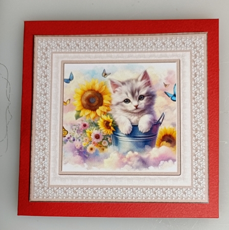 Sunflower kitten card front 14 by Shirley Taylor