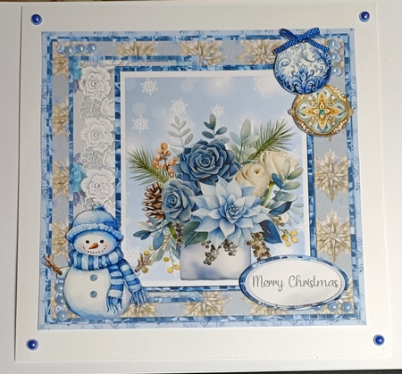 Festive Winter 9: Blue Winter Bouquets 7 x 7 Card Mini Kit, 8 Sheets by Shirley Taylor