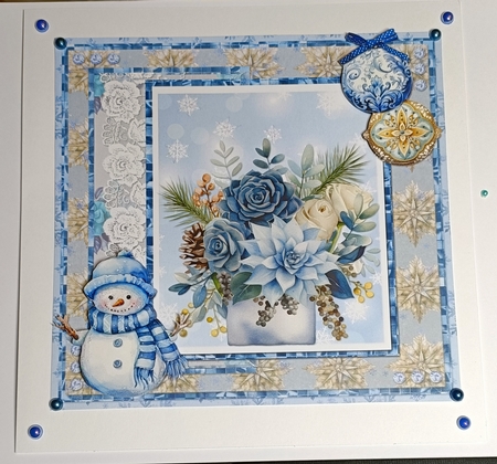 Festive Winter 9: Blue Winter Bouquets 7 x 7 Card Mini Kit, 8 Sheets by Shirley Taylor