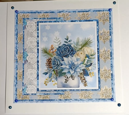 Festive Winter 9: Blue Winter Bouquets 7 x 7 Card Mini Kit, 8 Sheets by Shirley Taylor