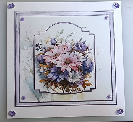 Mixed flowers 7x7, decoupage, insert, gift cards, sentiment tiles by Shirley Taylor