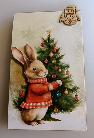 Cottontail Christmas Rabbit Decorating the Tree Pinch Bag by Shirley Taylor