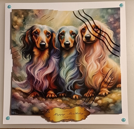 The Three Cute Dachshunds 7x7 Card Kit. Matching Box, Gift Bauble,Tag by Shirley Taylor