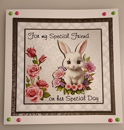 Special Friend 2 - 6x6 inch card front with decoupage by Shirley Taylor