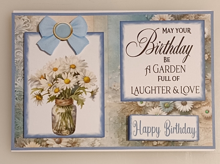 Blue daisies card front 2 by Shirley Taylor