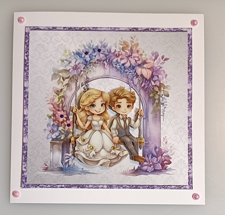 Enchanted Garden 3 - 6x6 inch card front with decoupage by Shirley Taylor