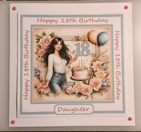 18th Daughter Granddaughter Niece Birthday 7 x 7 Card No 3 by Shirley Taylor