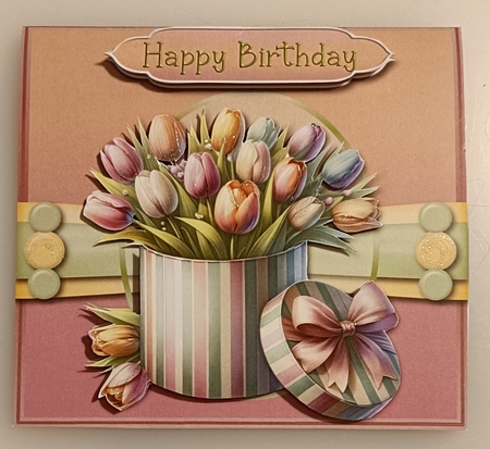 Box full of Tulips -Multi Occasions Card - Tent Card by Shirley Taylor