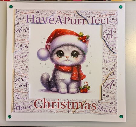 NEW* Word Art Border Card Have A Purr-fect Christmas Cat. 9 Piece 7x7 Complete Kit by Shirley Taylor