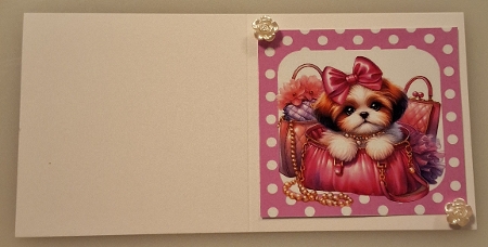 Cute Puppy With Makeup ,Pink Polkadot 8x8 (ONE) by Shirley Taylor