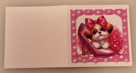 Cute Puppy With Makeup ,Pink Polkadot 8x8 (THREE) by Shirley Taylor