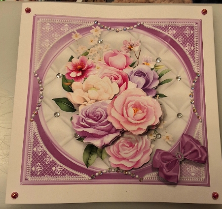 Pink and Lilac Posy - Decoupage Card Mini Kit by Shirley Taylor
