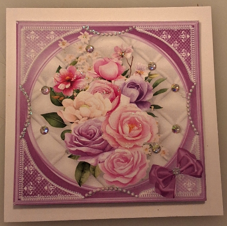 Pink and Lilac Posy - Decoupage Card Mini Kit by Shirley Taylor