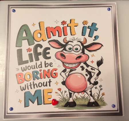 Funny 8X8 Topper With Humour Caption (SILVER TWO) by Shirley Taylor